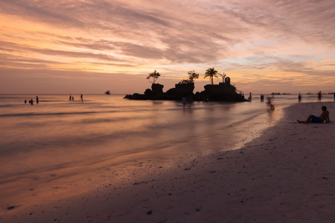 White Beach at sunset, Boracay, The Visayas, Philippines