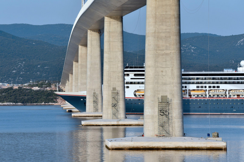 Split, Croatia. 23rd June, 2022. The first cruiser named Bolette passed under the Peljesac Bridge. The cruiser Bolette under the command of Dubrovnik Captain Jozo Glavic with just over a thousand passengers passed this morning under the Peljesac Bridge on