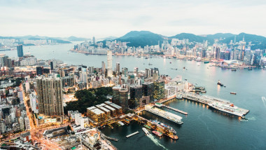 Vedere panoramica aeriana din Hong Kong.