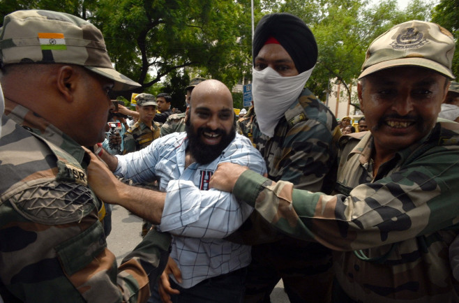 AAP Protest Near BJP Headquarters In Delhi Over Gujarat Liquor Tragedy, New Delhi, DLI, India - 27 Jul 2022