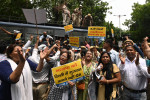 AAP Protest Near BJP Headquarters In Delhi Over Gujarat Liquor Tragedy, New Delhi, DLI, India - 27 Jul 2022