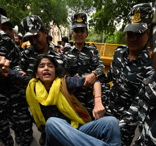 AAP Protest Near BJP Headquarters In Delhi Over Gujarat Liquor Tragedy, New Delhi, DLI, India - 27 Jul 2022