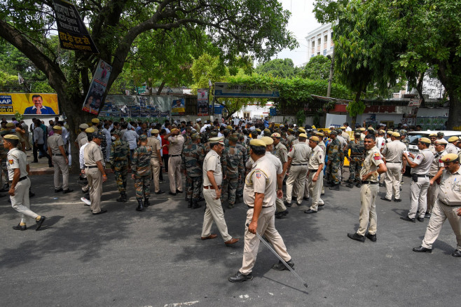 AAP Protest Near BJP Headquarters In Delhi Over Gujarat Liquor Tragedy, New Delhi, DLI, India - 27 Jul 2022