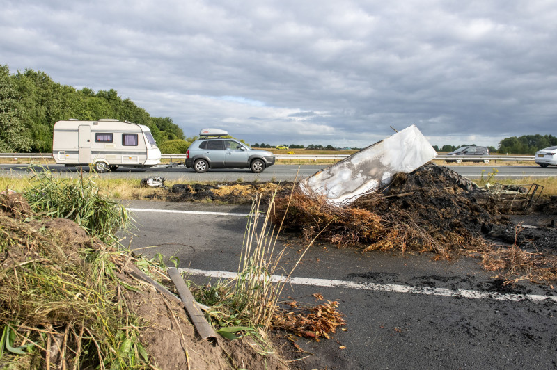 Roads Closed in Several Provinces Due to Actions on and Around A7, Abbekerk, The Netherlands - 28 Jul 2022