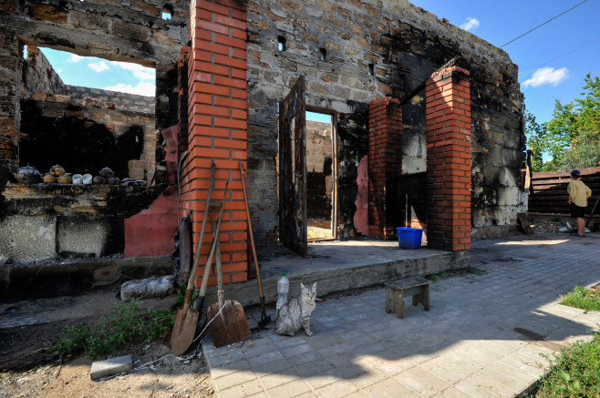 Scenes of destruction after the Russian withdrawal in Moshchun, Ukraine - 28 Jul 2022