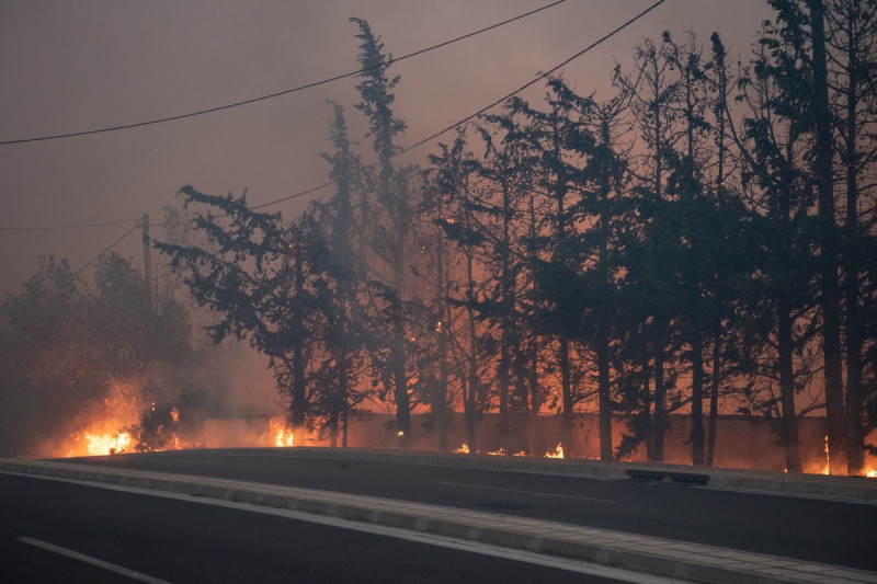 Wildfire Rages In Mount Penteli In Athens, Greece - 20 Jul 2022