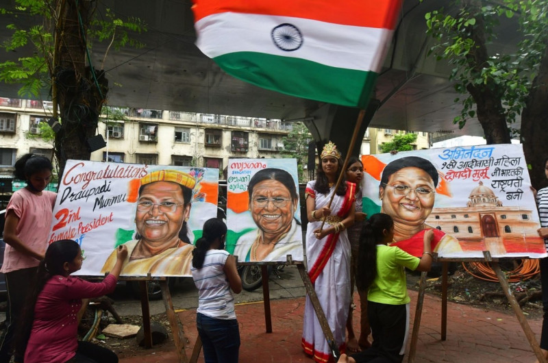 Artists Express Joy Throw Art On Election Of Droupadi Murmu As Next President, Mumbai, MUM, India - 21 Jul 2022