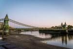 Hammersmith bridge at dusk, Hammersmith, London, England, UK