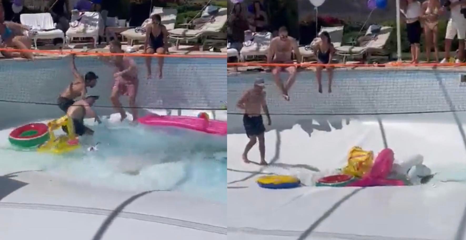 VIDEO Momentul în care un crater format într-o piscină înghite un om, în timpul unei petreceri