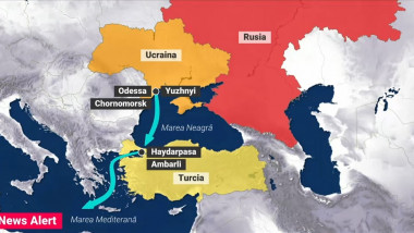 harta traseului pe care il vor urma navele cu cereale ucrainene