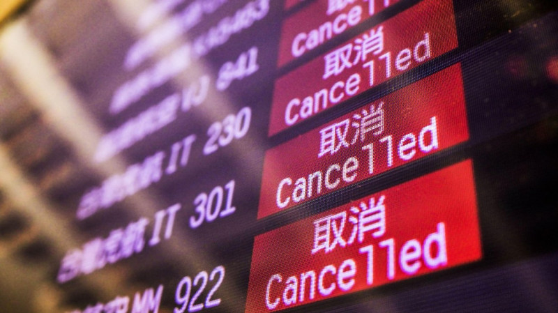 A lot of flights from Taiwan Taoyuan International Airport have been cancelled