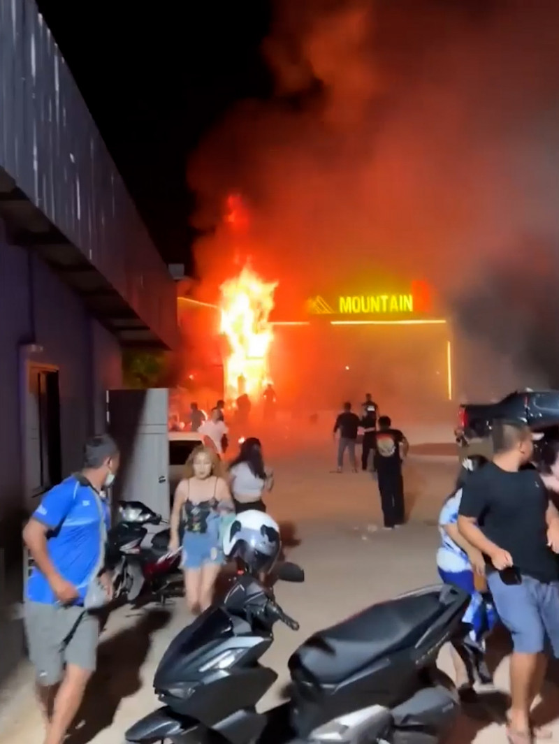 Thailand nightclub fire revellers flee covered in FLAMES as 14 are killed and dozens injured