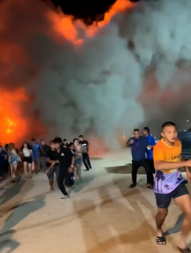 Thailand nightclub fire revellers flee covered in FLAMES as 14 are killed and dozens injured