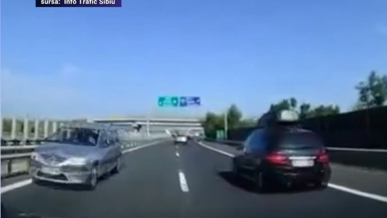 Un șofer din Dolj a fost filmat în timp ce merge pe contrasens pe Autostrada A1 Sibiu-Deva.