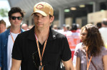 8th May 2022; Miami, Florida, USA; Ashton Kutcher and Mila Kunos (right) tour the paddock with their children prior to the start of the Formula 1 CRYPTO.COM Miami Grand Prix