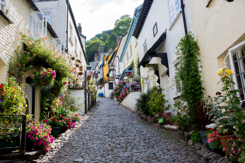 Beautiful view of the streets of Clovelly, nice old village in the heart of Devonshire