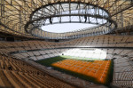 Lusail, Qatar. 01st Apr, 2022. An interior view of the "Lusail Iconic Stadium" in Lusail near Doha, taken during a media tour. The draw for the 2022 World Cup in Qatar will take place in Doha on April 1. Credit: Christian Charisius/dpa/Alamy Live News