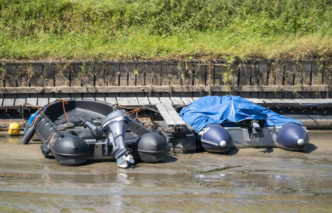 Ships on dry land in the marina of Beusichem