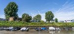 Ships on dry land in the marina of Beusichem