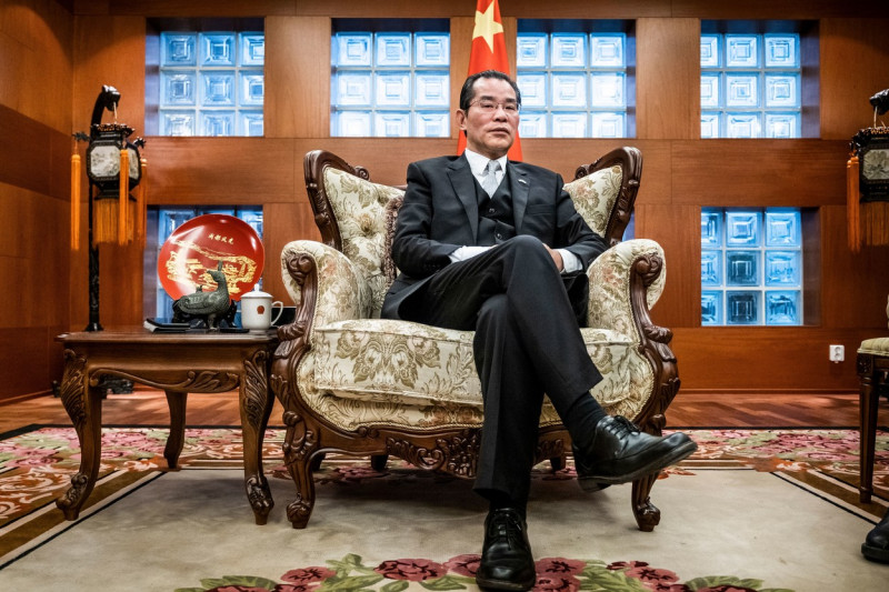 China's Ambassador to Sweden at the Chinese Embassy, Stockholm, Sweden - 14 Jan 2020