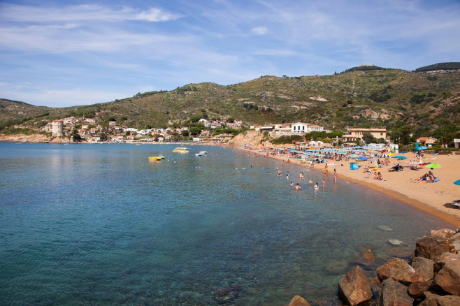 Campese village and beach, Giglio Island, Tuscan archipelago, Tuscany, Italy, Europe