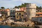 Tower of the port, Giglio village, Giglio Island, Tuscan archipelago, Tuscany, Italy, Europe