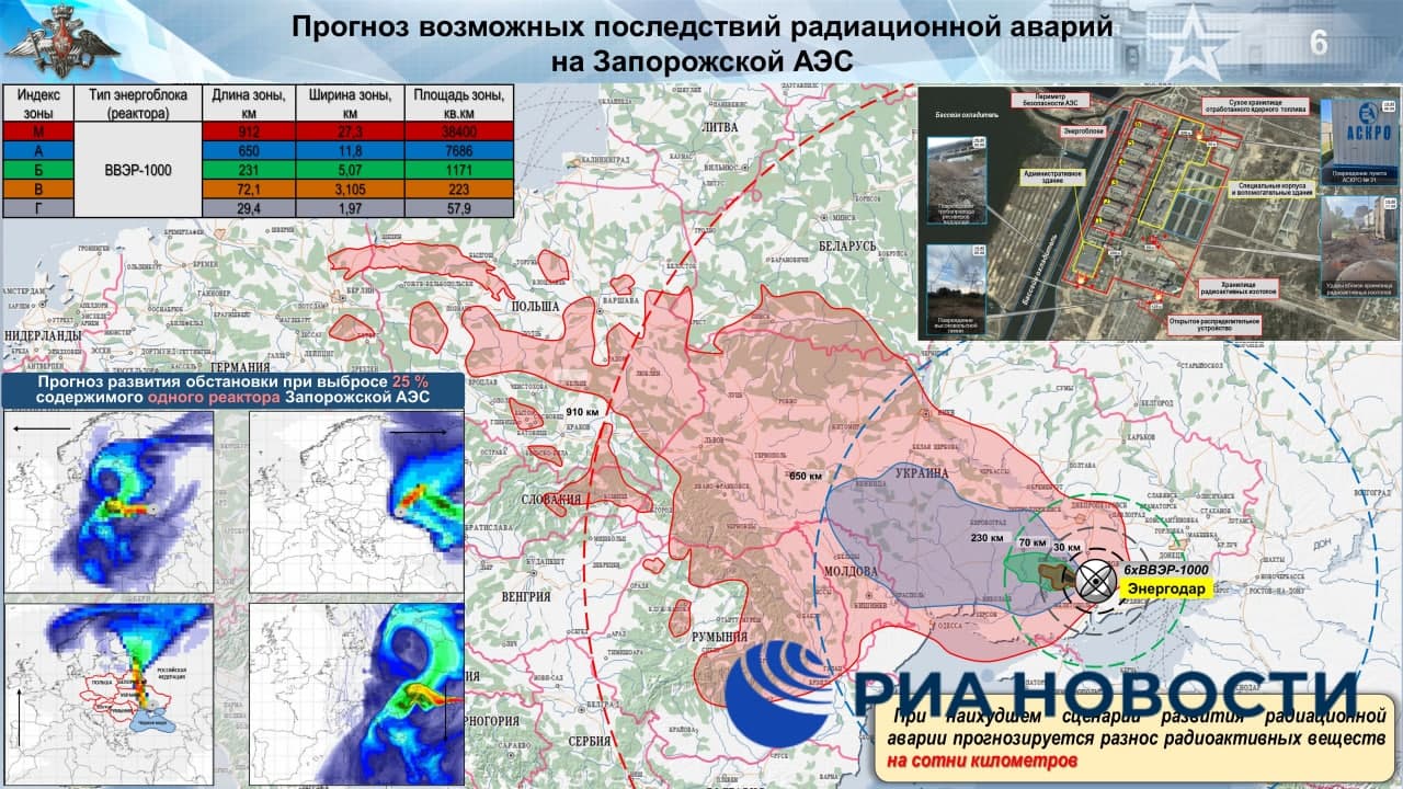 Rusia amenință Europa cu „norul radioactiv” de la centrala Zaporojie. Pe harta țărilor vizate de ruși este și România