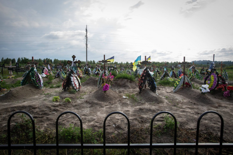 Central city cemetery in Bucha, Ukraine - 11 Aug 2022