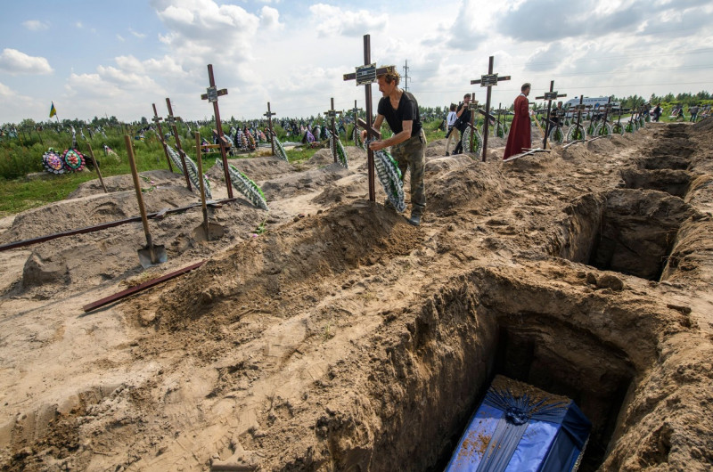 Mass Burial Ceremony For 21 Unidentified Persons Killed By Russian Troops In The Bucha Town Close To Kyiv, Ukraine - 17 Aug 2022