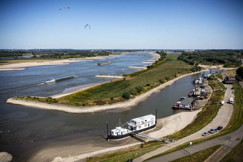Houseboats on Dry Land Due to the Drought, Beneden-Leeuwen, The Netherlands - 10 Aug 2022