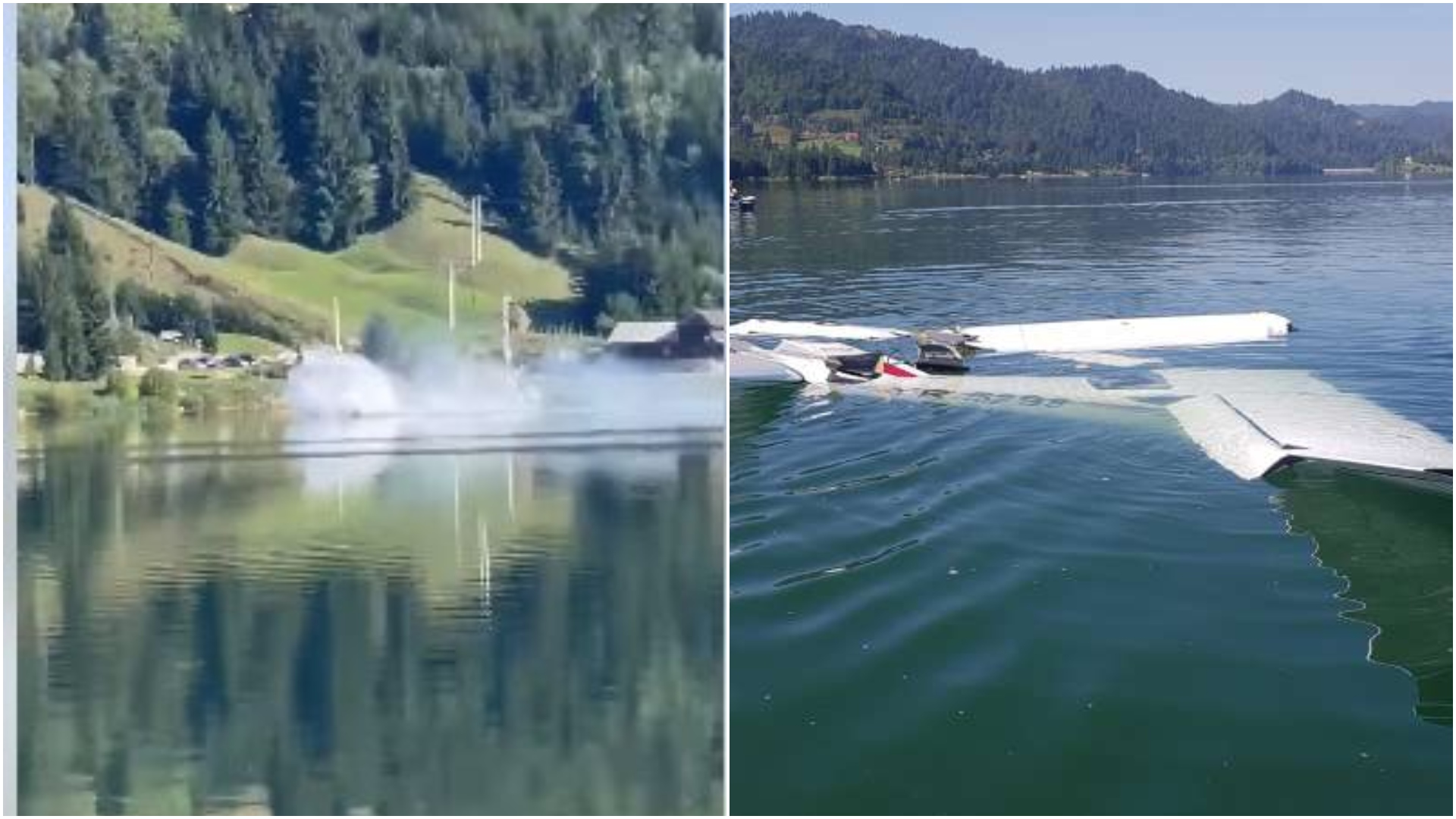 VIDEO Momentul în care avionul de agrement se prăbușește în lacul Colibița