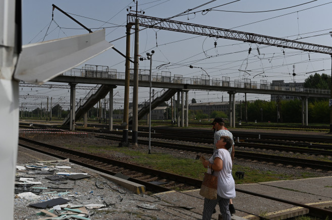 Ukraine: Ukrainian railroad workers and civil engineers assess damages after the Kramatorsk Railway Station was hit by indirect fire munitions