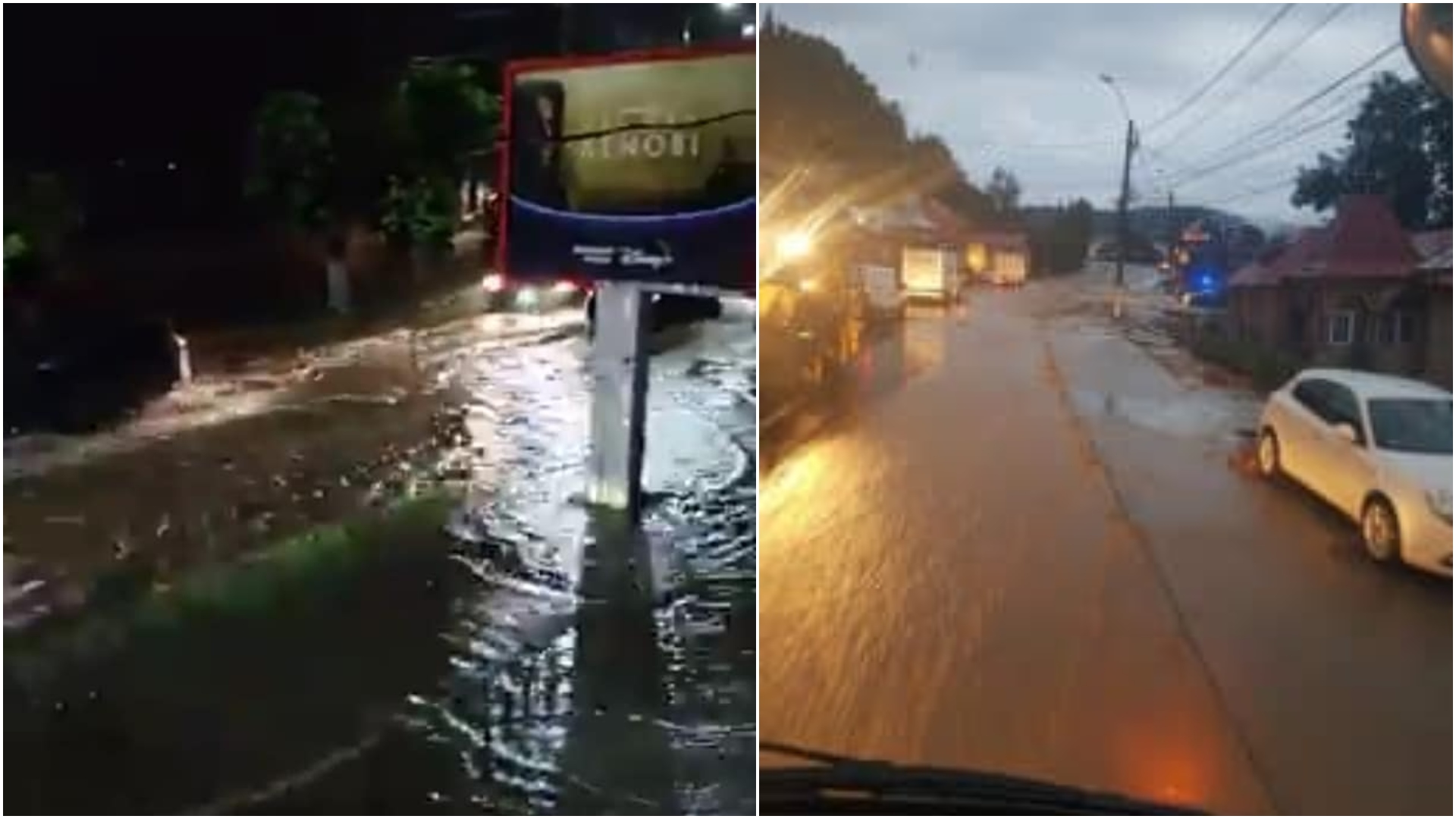 Sinaia și Bușteni s-au inundat după ploaia torențială de marți seara