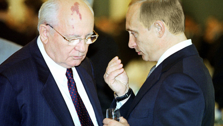 Mihail Gorbaciov și Vladimir Putin, în 2022