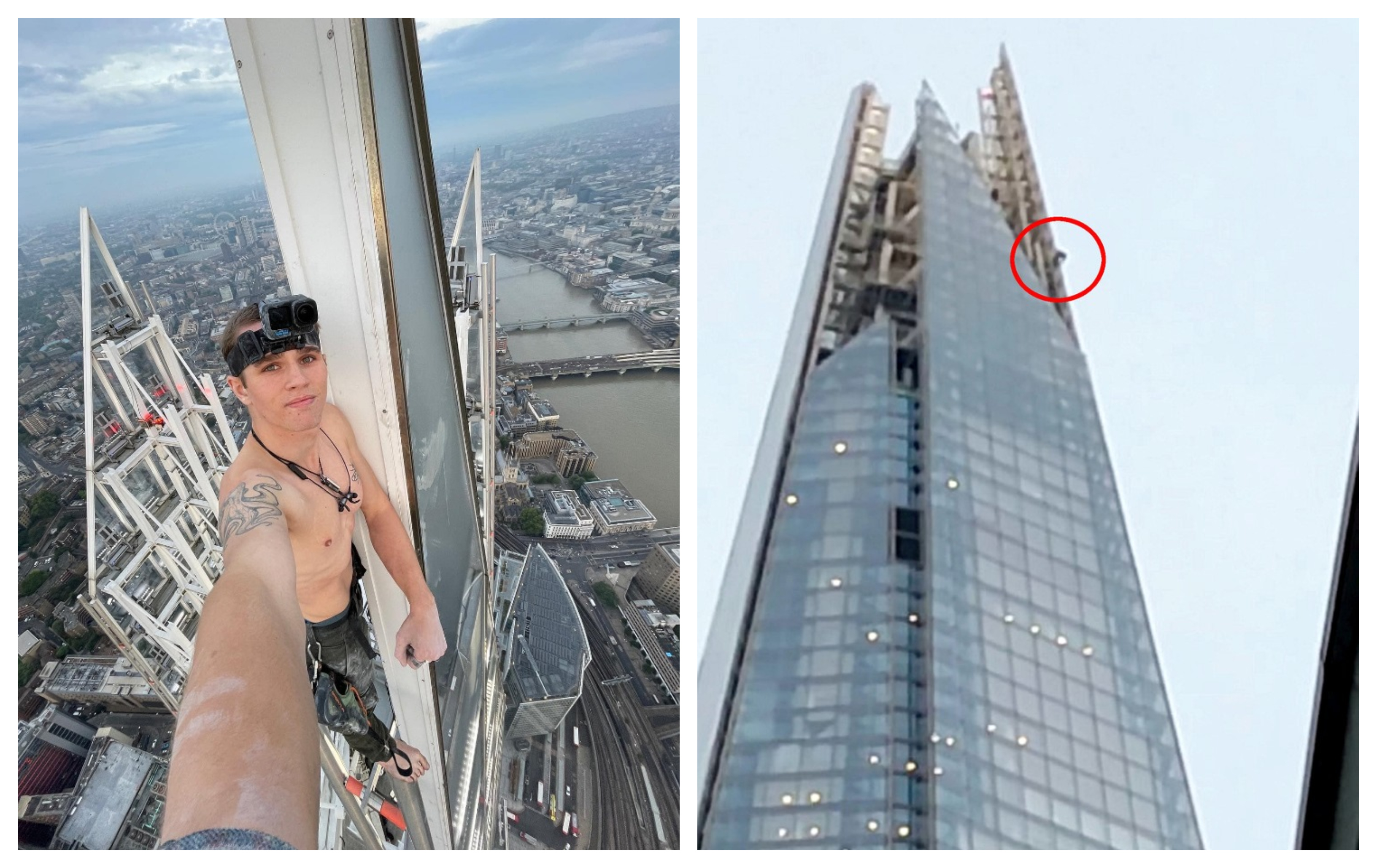 Un bărbat a fost arestat după ce a escaladat desculț cea mai înaltă clădire din Marea Britanie. Le făcea cu mâna pe geam locatarilor