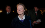 Elizabeth Truss leaving meeting in Swaffham