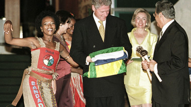 Hillary și Bill Clinton, în timpul vizitei în Brazilia din 1995.