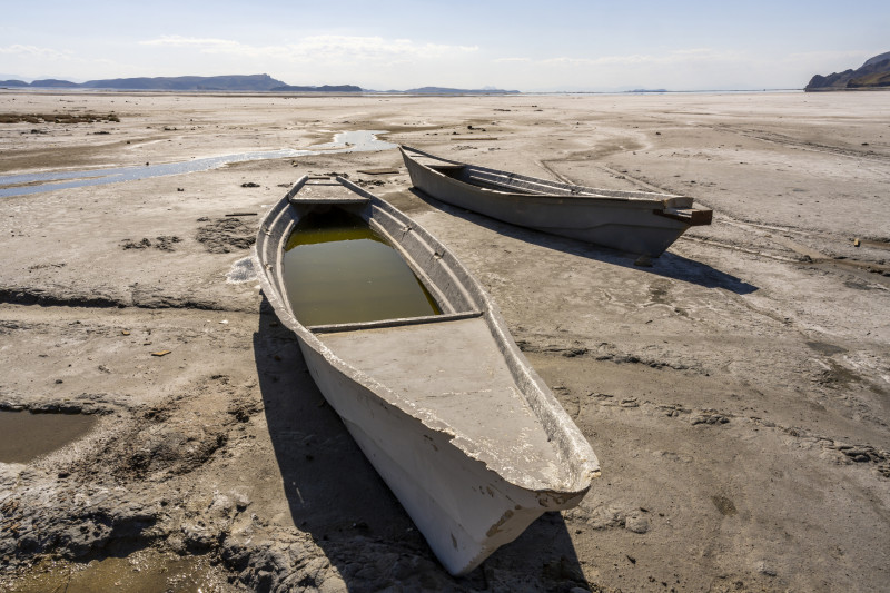 Urmia Salt Lake Iran Boats