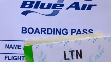 Blue Air boarding pass for flight from Luton LTN airport