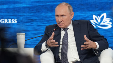 Vladimir Putin gesticulează
