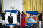 Michelle şi Barack Obama au asistat la dezvelirea portretelor lor oficiale.