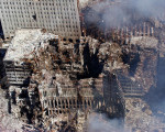 010917-N-7479T-515Ground Zero, New York City, N.Y. (Sept. 17, 2001) -- An aerial view shows only a small portion of the crime scene where the World Trade Center collapsed following the Sept. 11 terrorist attack. Surrounding buildings were heavily damage