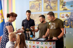 Zelensky and Patron. Volodymyr Zelensky, President of Ukraine, visited the children and teachers of the A. S. Makarenko specialized secondary school in Irpin, Ukraine. The school has been rebuilt after being damaged by Russian attackers. 215 educational i
