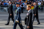 Queen Elizabeth II's coffin is taken in procession Buckingham Palace to Westminster Hall after her death on 8th September 2022.