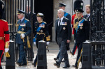 Ceremonial Procession of the coffin of Queen Elizabeth II from Buckingham Palace to Westminster Hall-PICTURED: (L-R) King Charles III, Princess Anne, Prince Andrew, Prince William and Prince Harry-LOCATION: London UK-DATE: 14 Sep 2022-CREDIT: Nils Jo