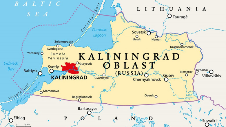 Harta cu frontiera Poloniei cu Kaliningrad.