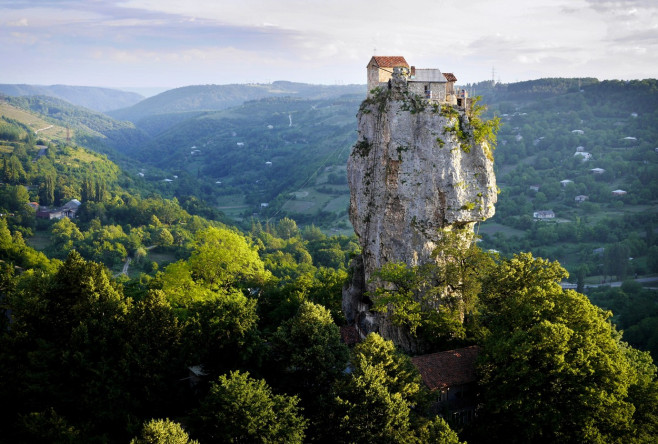 Last of the Stylites Maxime Qavtaradze, who lives on top of the Katskhi Pillar, Georgia - 22 Jun 2013