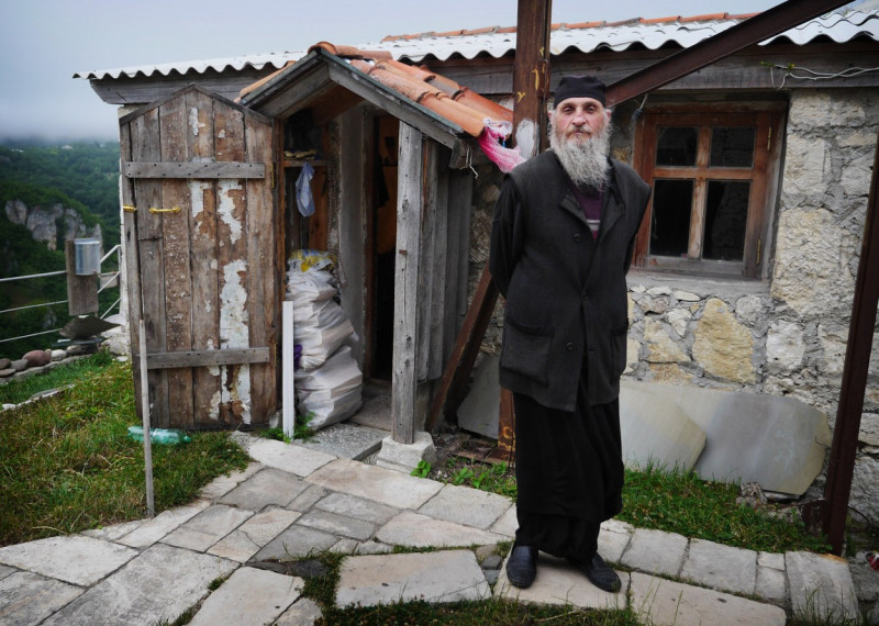 Last of the Stylites Maxime Qavtaradze, who lives on top of the Katskhi Pillar, Georgia - 22 Jun 2013