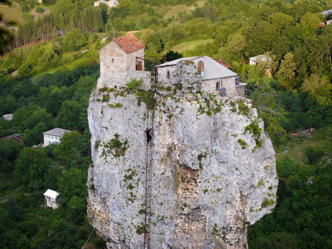 Last of the Stylites Maxime Qavtaradze, who lives on top of the Katskhi Pillar, Georgia - 22 Jun 2013