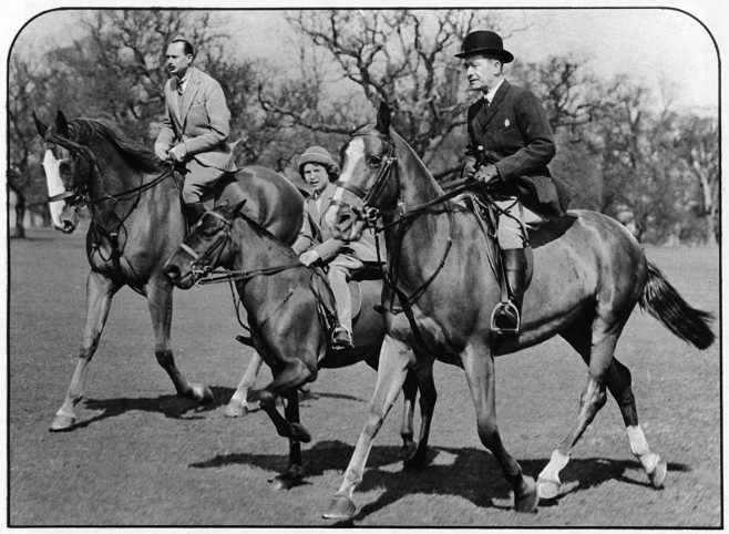 Princess Elizabeth riding with Duke of Gloucester &amp; Mr Owen